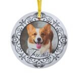 Personalized ornament featuring a dog's photo, context 1
