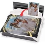 First marriage anniversary gift – Photo blanket for couples on white background