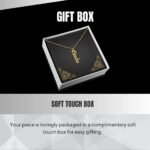 Product information card for custom vertical name necklace