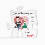 Personalized acrylic puzzle plaque with custom couple names and “You are the missing piece” design